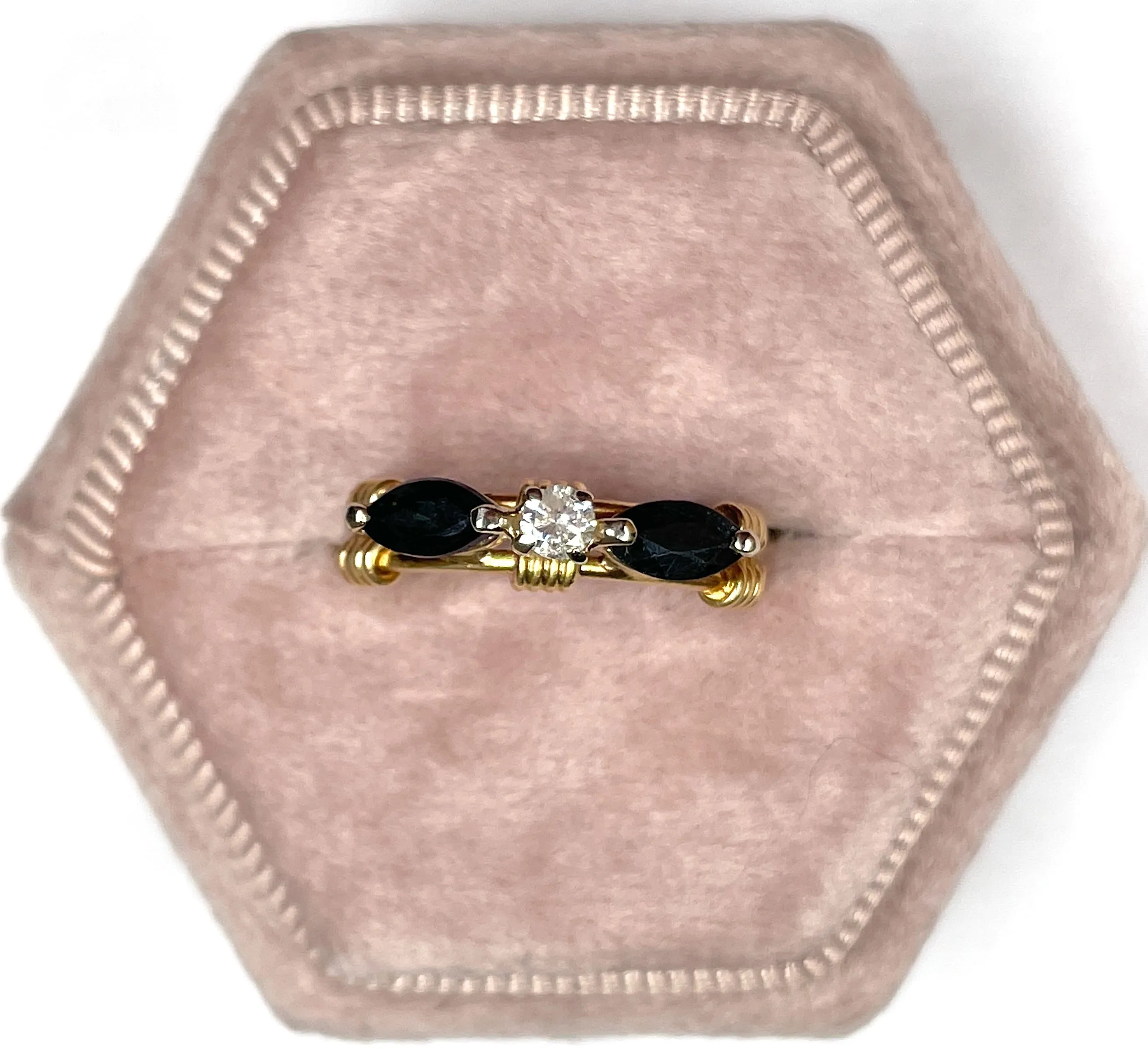 Yellow Gold Sapphire and Diamond Ring (Authentic Pre-Owned)