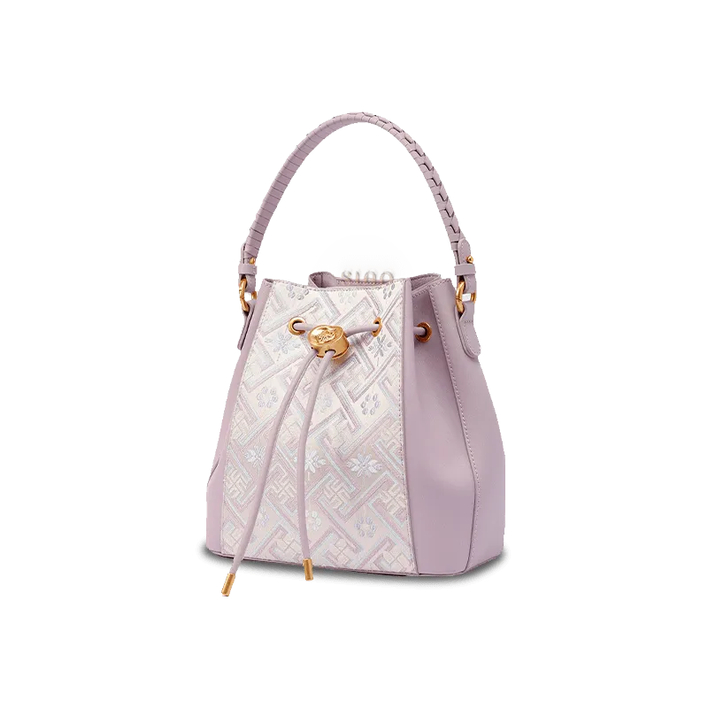 Zhuang Brocade Leather Crossbody Bag Backpack Romantic Purple