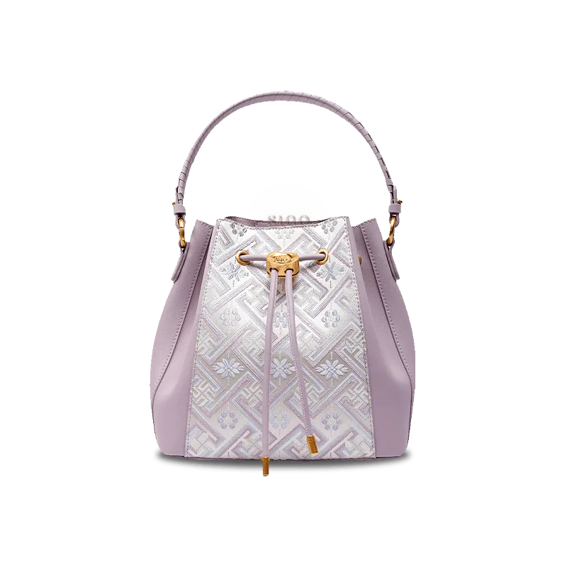 Zhuang Brocade Leather Crossbody Bag Backpack Romantic Purple